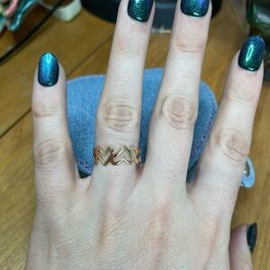 Gold Heart Chevron Ring